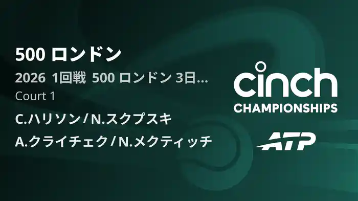 500 ロンドン Day3 1回戦 C.ハリソン/N.スクプスキ VS A.クライチェク/N.メクティッチ [ATPツアー 2026]