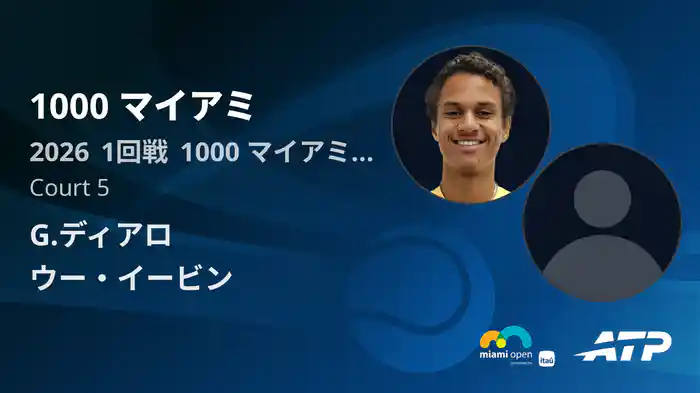 1000 マイアミ Day2 1回戦 G.ディアロ VS ウー・イービン [ATPツアー 2026]