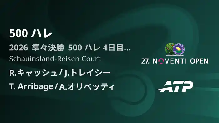 500 ハレ Day4 準々決勝 R.キャッシュ/J.トレイシー VS T. Arribage/A.オリベッティ [ATPツアー 2026]