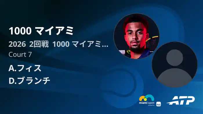 1000 マイアミ Day2 2回戦 A.フィス VS D.ブランチ [ATPツアー 2026]