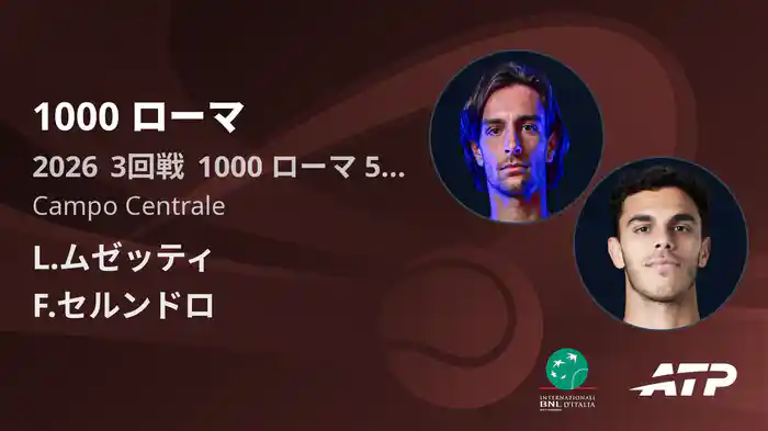 1000 ローマ Day5 3回戦 L.ムゼッティ VS F.セルンドロ [ATPツアー 2026]