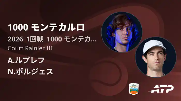 1000 モンテカルロ Day2 1回戦 A.ルブレフ VS N.ボルジェス [ATPツアー 2026]