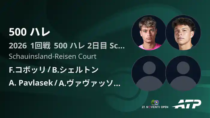 500 ハレ Day2 1回戦 F.コボッリ/B.シェルトン VS A. Pavlasek/A.ヴァヴァッソーリ [ATPツアー 2026]