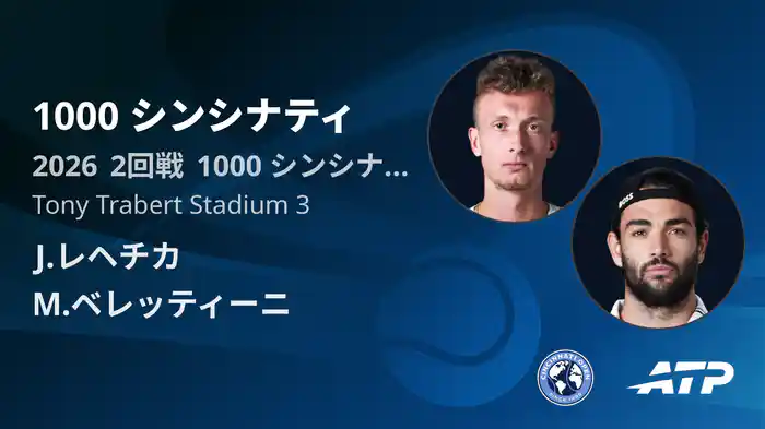 1000 シンシナティ Day3 2回戦 J.レヘチカ VS M.ベレッティーニ [ATPツアー 2026]