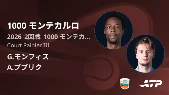 1000 モンテカルロ Day3 2回戦 G.モンフィス VS A.ブブリク [ATPツアー 2026]