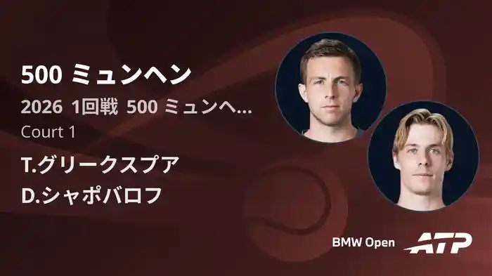 500 ミュンヘン Day2 1回戦 T.グリークスプア VS D.シャポバロフ [ATPツアー 2026]