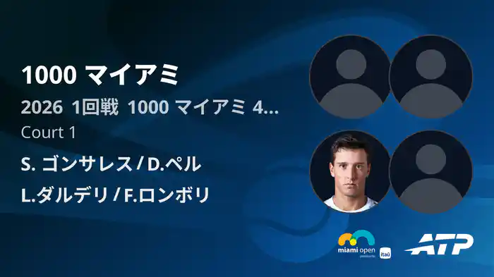 1000 マイアミ Day4 1回戦 S. ゴンサレス/D.ペル VS L.ダルデリ/F.ロンボリ [ATPツアー 2026]