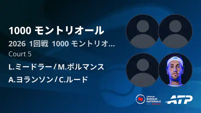 1000 モントリオール Day5 1回戦 L.ミードラー/M.ポルマンス VS A.ヨランソン/C.ルード [ATPツアー 2026]