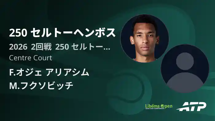 250 セルトーヘンボス Day4 2回戦 F.オジェ アリアシム VS M.フクソビッチ [ATPツアー 2026]
