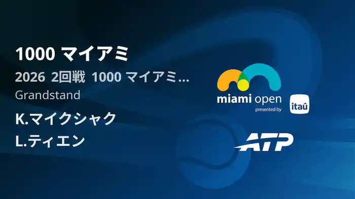 1000 マイアミ Day3 2回戦 K.マイクシャク VS L.ティエン [ATPツアー 2026]