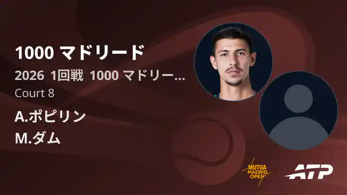 1000 マドリード Day2 1回戦 A.ポピリン VS M.ダム [ATPツアー 2026]