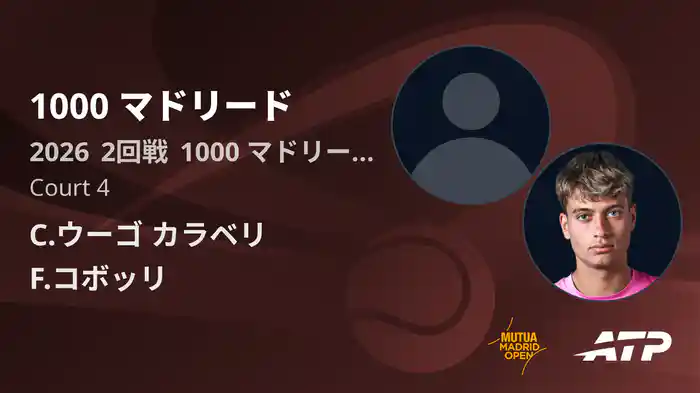 1000 マドリード Day4 2回戦 C.ウーゴ カラベリ VS F.コボッリ [ATPツアー 2026]