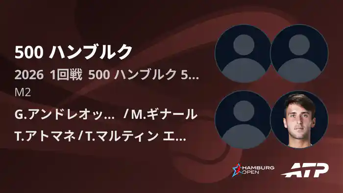 500 ハンブルク Day5 1回戦 G.アンドレオッツィ/M.ギナール VS T.アトマネ/T.マルティン エチェベリー [ATPツアー 2026]