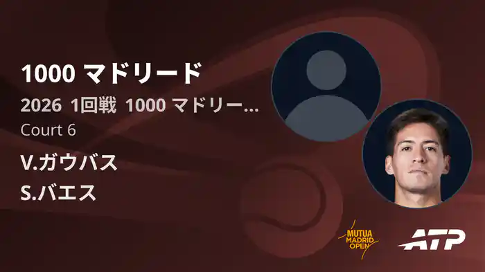 1000 マドリード Day2 1回戦 V.ガウバス VS S.バエス [ATPツアー 2026]