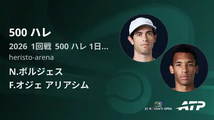500 ハレ Day1 1回戦 N.ボルジェス VS F.オジェ アリアシム [ATPツアー 2026]
