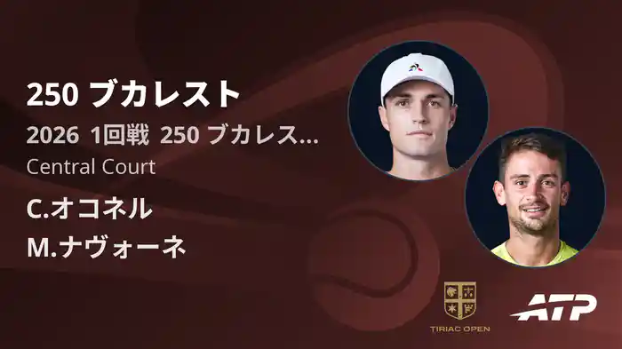 250 ブカレスト Day1 1回戦 C.オコネル VS M.ナヴォーネ [ATPツアー 2026]