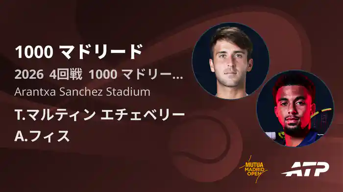 1000 マドリード Day7 4回戦 T.マルティン エチェベリー VS A.フィス [ATPツアー 2026]