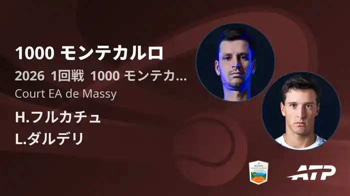 1000 モンテカルロ Day3 1回戦 H.フルカチュ VS L.ダルデリ [ATPツアー 2026]