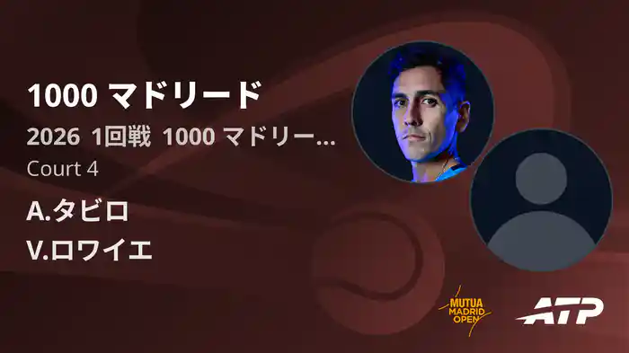 1000 マドリード Day1 1回戦 A.タビロ VS V.ロワイエ [ATPツアー 2026]