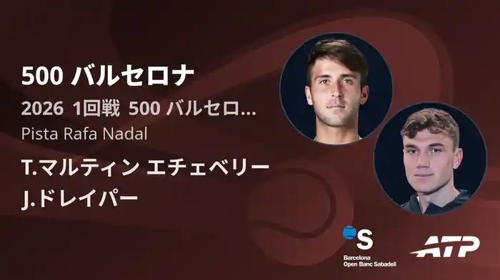 500 バルセロナ Day1 1回戦 T.マルティン エチェベリー VS J.ドレイパー [ATPツアー 2026]
