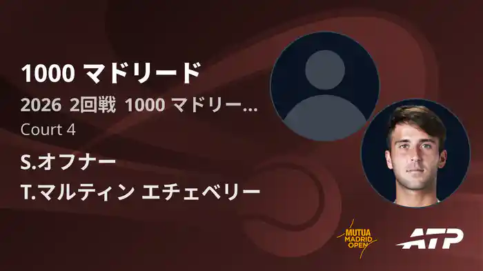 1000 マドリード Day3 2回戦 S.オフナー VS T.マルティン エチェベリー [ATPツアー 2026]