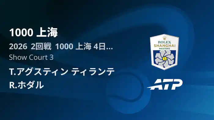 1000 上海 Day4 2回戦 T.アグスティン ティランテ VS R.ホダル [ATPツアー 2026]