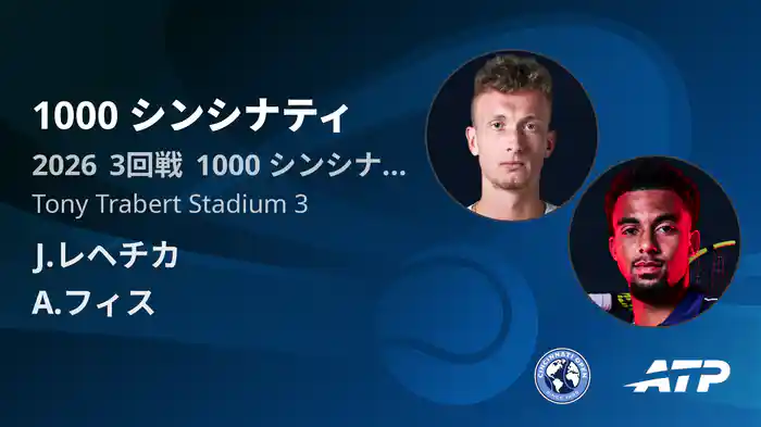 1000 シンシナティ Day5 3回戦 J.レヘチカ VS A.フィス [ATPツアー 2026]