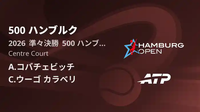 500 ハンブルク Day5 準々決勝 A.コバチェビッチ VS C.ウーゴ カラベリ [ATPツアー 2026]