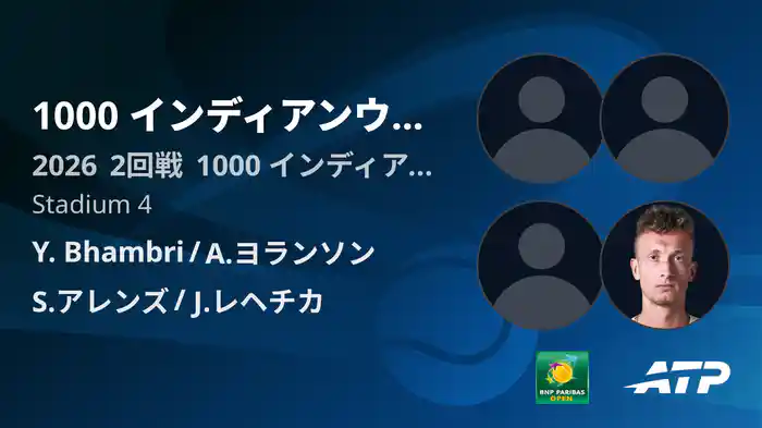 1000 インディアンウェルズ Day7 2回戦 Y. Bhambri/A.ヨランソン VS S.アレンズ/J.レヘチカ [ATPツアー 2026]