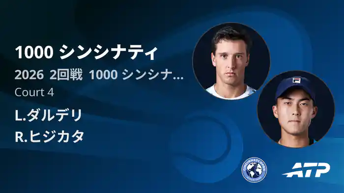 1000 シンシナティ Day3 2回戦 L.ダルデリ VS R.ヒジカタ [ATPツアー 2026]