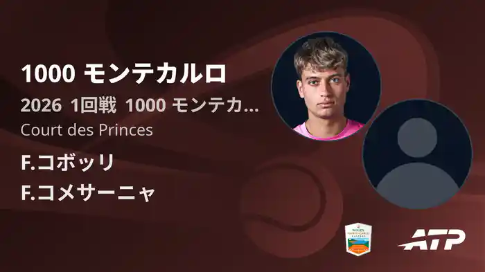 1000 モンテカルロ Day2 1回戦 F.コボッリ VS F.コメサーニャ [ATPツアー 2026]