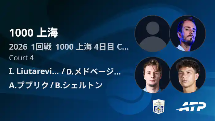 1000 上海 Day4 1回戦 I. Liutarevich/D.メドベージェフ VS A.ブブリク/B.シェルトン [ATPツアー 2026]