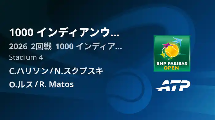 1000 インディアンウェルズ Day7 2回戦 C.ハリソン/N.スクプスキ VS O.ルス/R. Matos [ATPツアー 2026]