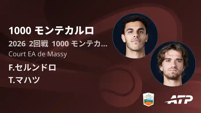 1000 モンテカルロ Day4 2回戦 F.セルンドロ VS T.マハツ [ATPツアー 2026]