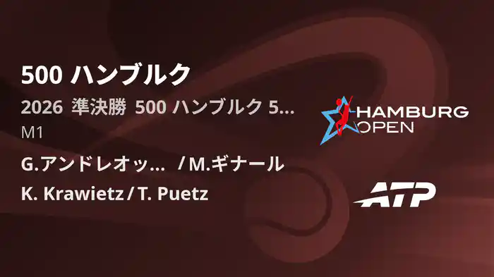 500 ハンブルク Day5 準決勝 G.アンドレオッツィ/M.ギナール VS K. Krawietz/T. Puetz [ATPツアー 2026]
