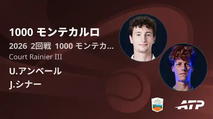 1000 モンテカルロ Day3 2回戦 U.アンベール VS J.シナー [ATPツアー 2026]