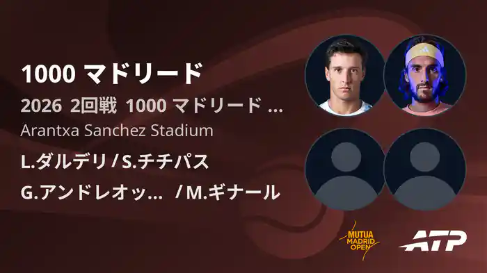 1000 マドリード Day8 2回戦 L.ダルデリ/S.チチパス VS G.アンドレオッツィ/M.ギナール [ATPツアー 2026]