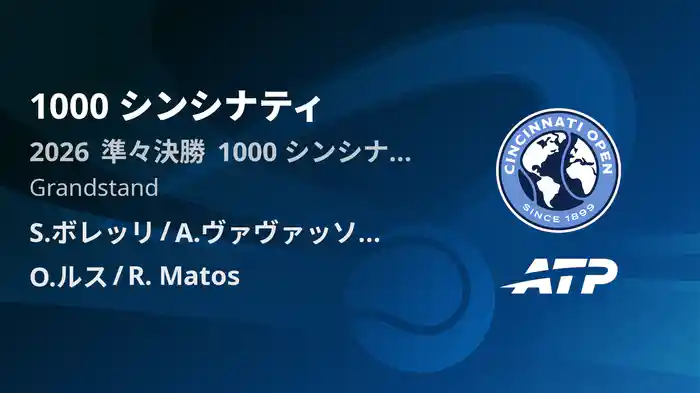 1000 シンシナティ Day9 準々決勝 S.ボレッリ/A.ヴァヴァッソーリ VS O.ルス/R. Matos [ATPツアー 2026]