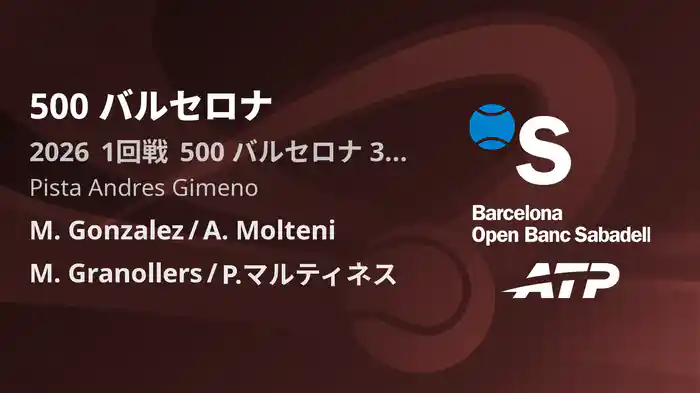 500 バルセロナ Day3 1回戦 M. Gonzalez/A. Molteni VS M. Granollers/P.マルティネス [ATPツアー 2026]