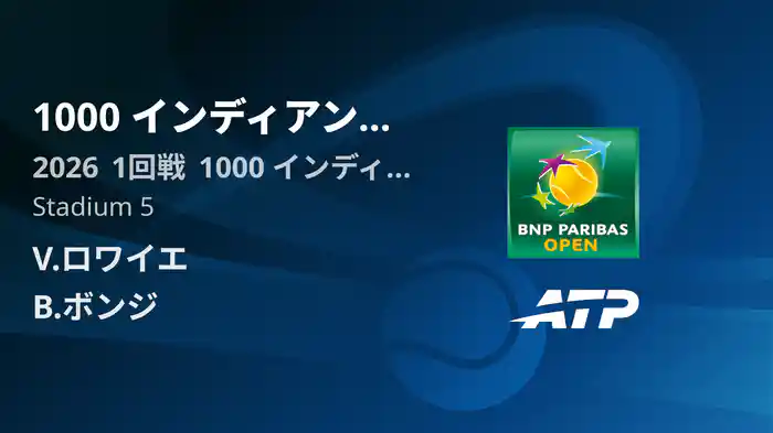 1000 インディアンウェルズ Day2 1回戦 V.ロワイエ VS B.ボンジ [ATPツアー 2026]