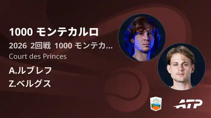 1000 モンテカルロ Day4 2回戦 A.ルブレフ VS Z.ベルグス [ATPツアー 2026]