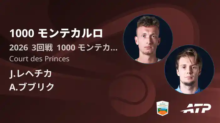1000 モンテカルロ Day5 3回戦 J.レヘチカ VS A.ブブリク [ATPツアー 2026]