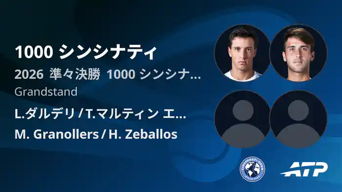 1000 シンシナティ Day9 準々決勝 L.ダルデリ/T.マルティン エチェベリー VS M. Granollers/H. Zeballos [ATPツアー 2026]