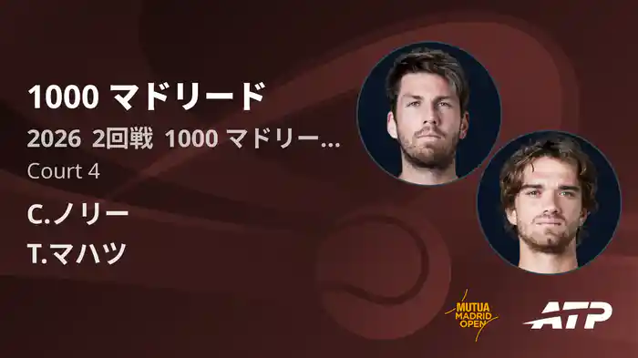 1000 マドリード Day3 2回戦 C.ノリー VS T.マハツ [ATPツアー 2026]