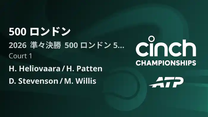 500 ロンドン Day5 準々決勝 H. Heliovaara/H. Patten VS D. Stevenson/M. Willis [ATPツアー 2026]