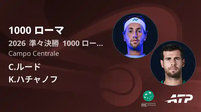 1000 ローマ Day8 準々決勝 C.ルード VS K.ハチャノフ [ATPツアー 2026]