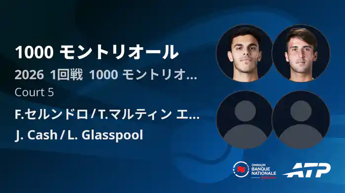 1000 モントリオール Day5 1回戦 F.セルンドロ/T.マルティン エチェベリー VS J. Cash/L. Glasspool [ATPツアー 2026]