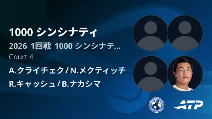 1000 シンシナティ Day5 1回戦 A.クライチェク/N.メクティッチ VS R.キャッシュ/B.ナカシマ [ATPツアー 2026]