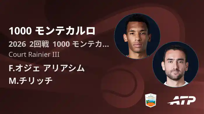 1000 モンテカルロ Day4 2回戦 F.オジェ アリアシム VS M.チリッチ [ATPツアー 2026]