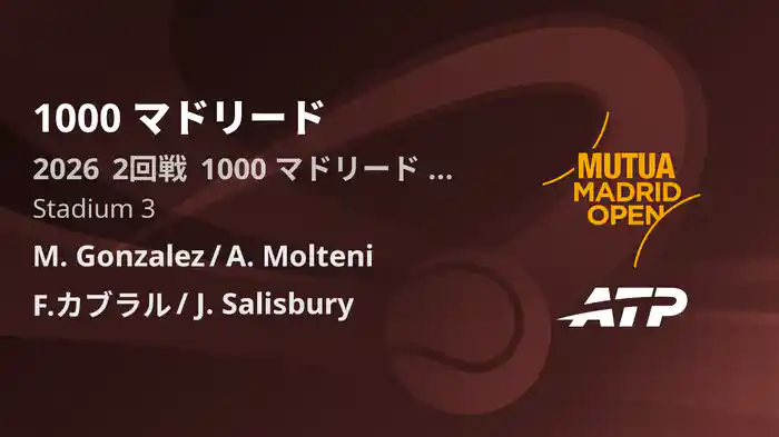 1000 マドリード Day8 2回戦 M. Gonzalez/A. Molteni VS F.カブラル/J. Salisbury [ATPツアー 2026]
